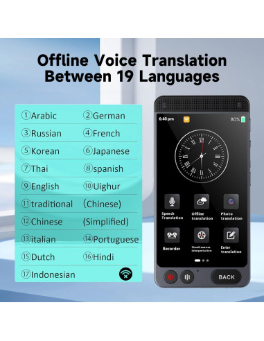 Traductor de Idiomas Offline D21 MiniBear 142 Idiomas AI