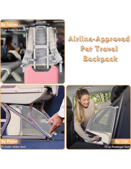 Mochila Transportadora para Gatos SSAWcasa 38x32x42cm Beige