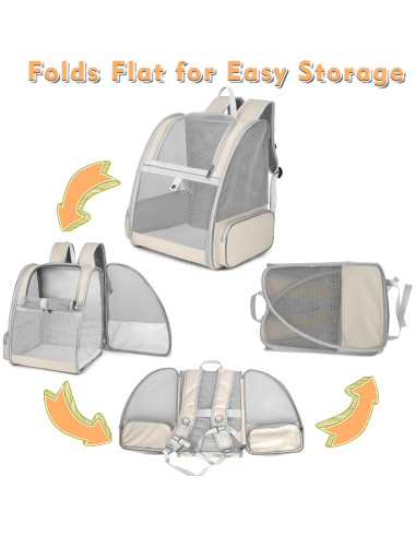 Mochila Transportadora para Gatos SSAWcasa 38x32x42cm Beige