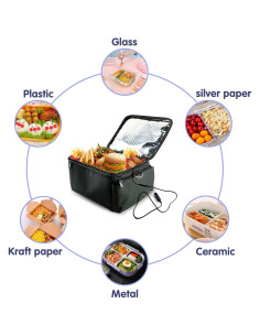 Caja de Almuerzo Eléctrica VAJOOCLL 12V 110W Portátil Negro 2