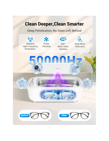 Limpiador Ultrasónico de Joyas WRKLLY 50kHz 0.69kg Acero Inox