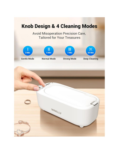 Limpiador Ultrasónico de Joyas WRKLLY 50kHz 0.69kg Acero Inox