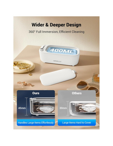 Limpiador Ultrasónico de Joyas WRKLLY 50kHz 0.69kg Acero Inox