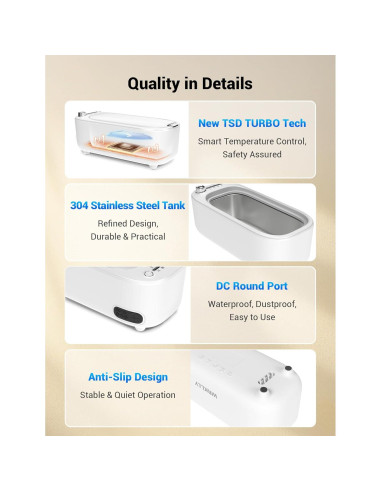 Limpiador Ultrasónico de Joyas WRKLLY 50kHz 0.69kg Acero Inox