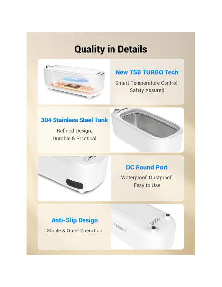 Limpiador Ultrasónico de Joyas WRKLLY 50kHz 0.69kg Acero Inox