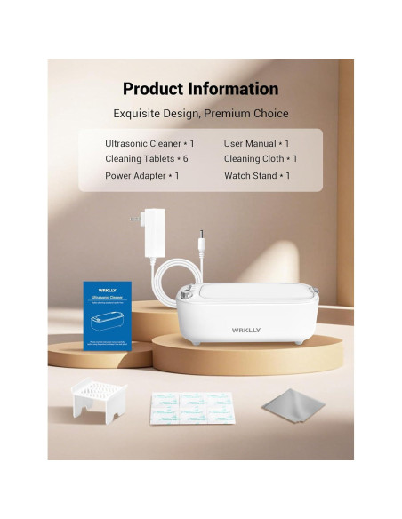 Limpiador Ultrasónico de Joyas WRKLLY 50kHz 0.69kg Acero Inox