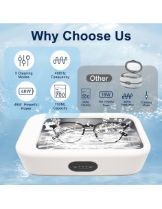 Limpiadora Ultrasónica de Joyas Gexloryn 700ml 49kHz 3 Modos 2