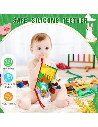 Libro Suave Sensorial para Bebés 0-12 Meses - 2 en 1