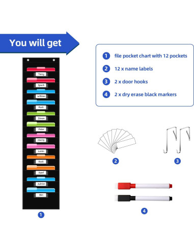 Organizador de Pared REGELETO 12 Bolsillos Oxford 127x35.6cm