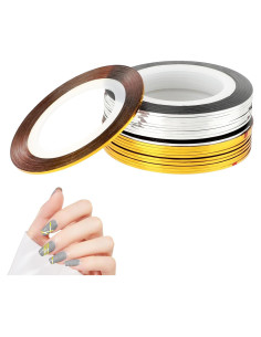 20 Rollos Cinta de Rayado para Uñas Dorada y Plateada 1mm