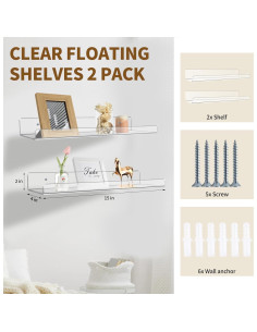 Estantes Flotantes Acrílicos HANWRAPS 38x10cm - Paquete de 2 2