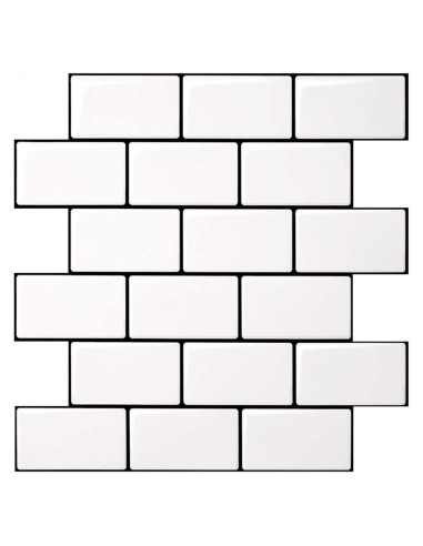 Azulejo Autoadhesivo Art3d Blanco Subway 10 Piezas 30.48cm
