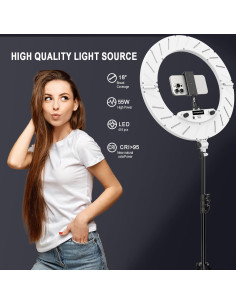 Kit de Luz de Anillo LED 18" JJ JIANJIN 55W Soporte Tripode 2