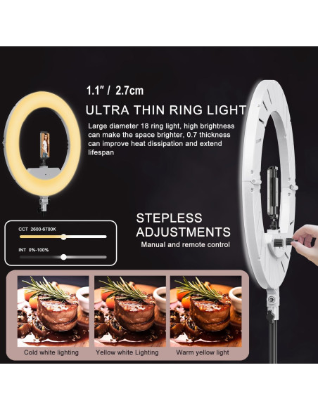 Kit de Luz de Anillo LED 18" JJ JIANJIN 55W Soporte Tripode