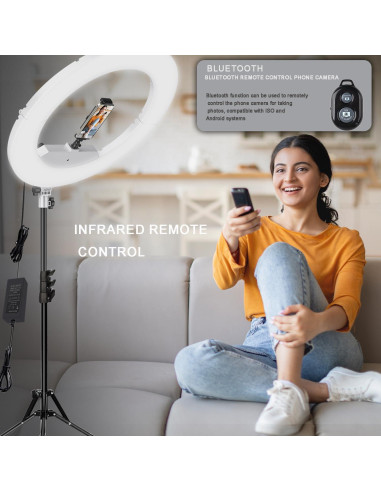 Kit de Luz de Anillo LED 18" JJ JIANJIN 55W Soporte Tripode