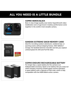 Cámara GoPro HERO12 Negra 4K Impermeable con Batería y Tarjeta 128GB 2