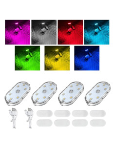 Augeny 4 PCS Luces LED Inalámbricas para Automóvil Interior