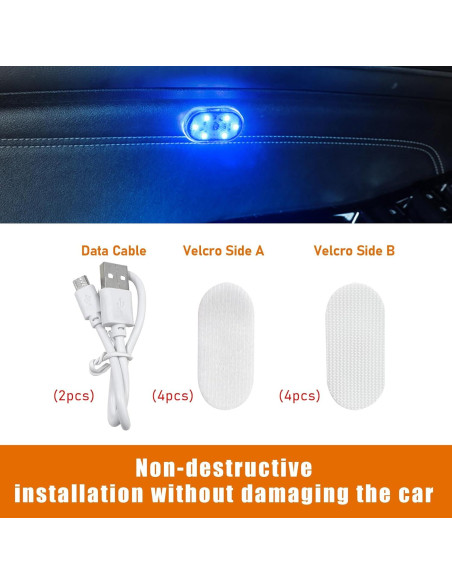 Augeny 4 PCS Luces LED Inalámbricas para Automóvil Interior