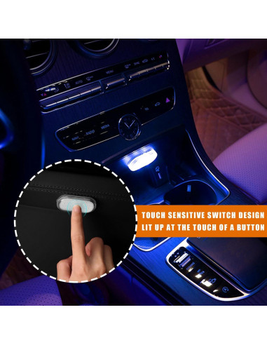 Augeny 4 PCS Luces LED Inalámbricas para Automóvil Interior