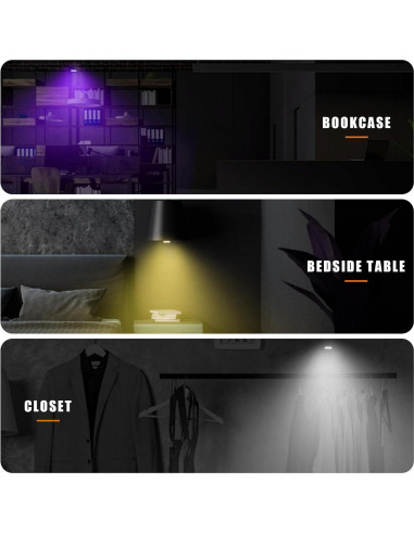 Augeny 4 PCS Luces LED Inalámbricas para Automóvil Interior