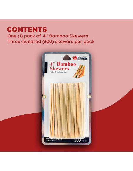 Pinchos de Bambú 10 cm Elementos Culinarios 300 Piezas