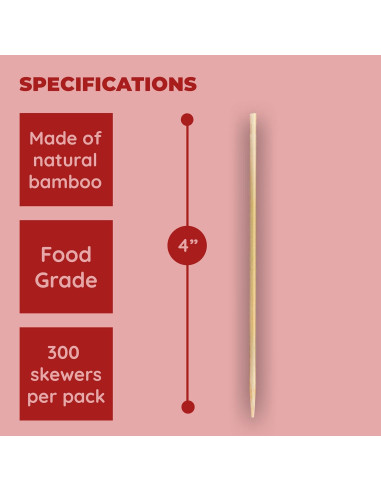 Pinchos de Bambú 10 cm Elementos Culinarios 300 Piezas