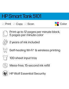 Impresora HP Smart Tank 5101 Inalámbrica Todo-en-Uno 2