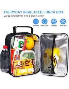 Bolsa de Almuerzo Aislada BOOEUDI Negra 26.7x12.7x24.1cm 2