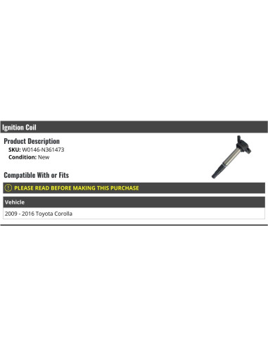 Bobina de Encendido Marketplace Auto Parts para Toyota Corolla 2009-2016