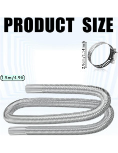 Tubería de Escape Flexible KUQUTIDY 149.86 cm Acero Inoxidable 2