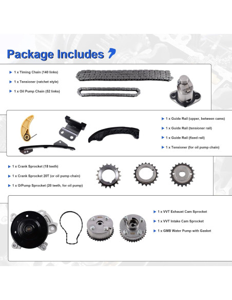 Kit de cadena de distribución MDSAFM con bomba de agua GMB 1.8L