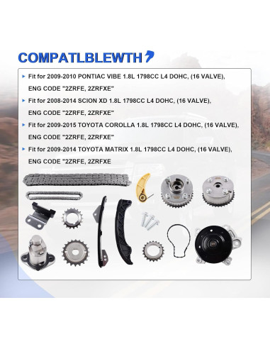 Kit de cadena de distribución MDSAFM con bomba de agua GMB 1.8L