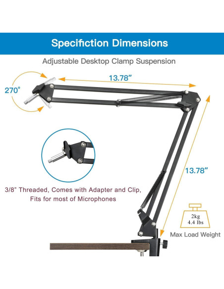 Soporte de Micrófono Profesional Etubby con Brazo Gooseneck