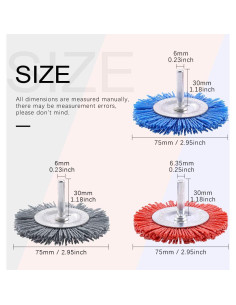 Juego de 3 Cepillos de Rueda Nylon Swpeet 75mm Granos 80/120/240 2