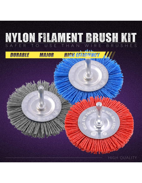 Juego de 3 Cepillos de Rueda Nylon Swpeet 75mm Granos 80/120/240