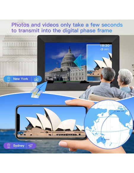 Marco de fotos digital Uhale 10.1" HD WiFi 16GB táctil