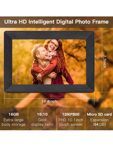 Marco de fotos digital Uhale 10.1" HD WiFi 16GB táctil