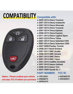 Llavero Reemplazo Vurkcy 0811-0061 para Chevrolet y GMC 2