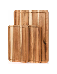 Juego de 3 Tablas de Cortar de Madera de Acacia VieWood