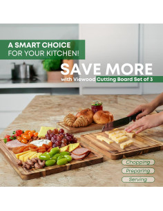 Juego de 3 Tablas de Cortar de Madera de Acacia VieWood 2