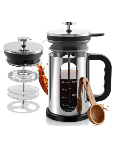 Cafetera Prensa Francesa CHDEXU 1000ml Vidrio Acero Inoxidable