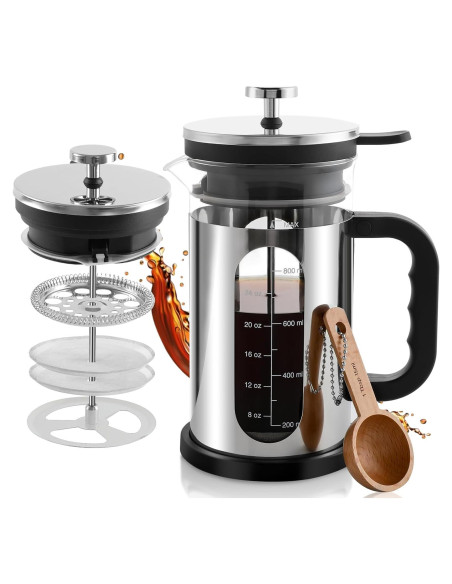 Cafetera Prensa Francesa CHDEXU 1000ml Vidrio Acero Inoxidable