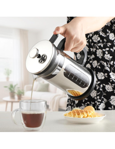 Cafetera Prensa Francesa CHDEXU 1000ml Vidrio Acero Inoxidable