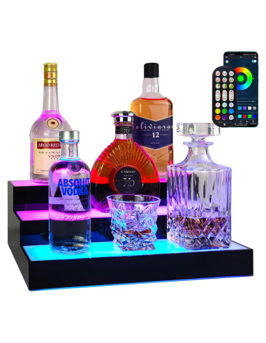 Estante de exhibición de botellas de licor GOH&FTY LED 3 niveles