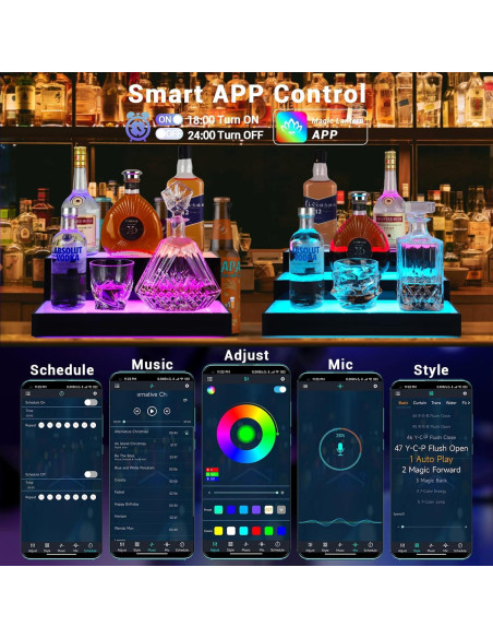 Estante de exhibición de botellas de licor GOH&FTY LED 3 niveles