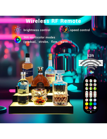 Estante de exhibición de botellas de licor GOH&FTY LED 3 niveles