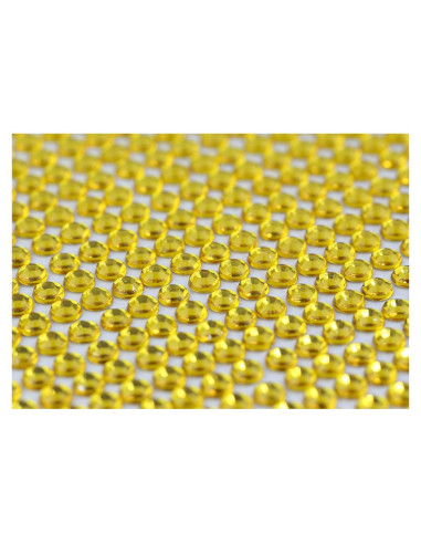 Hoja de gemas de diamante de strass adhesivas doradas 1500u
