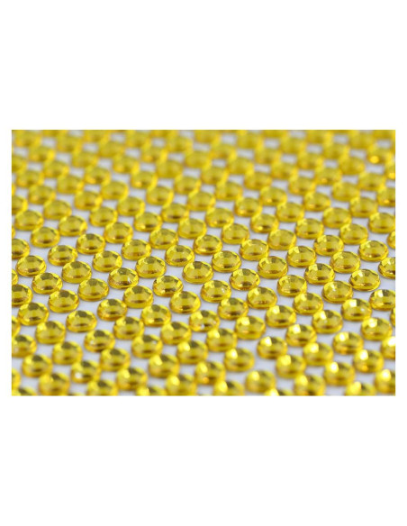 Hoja de gemas de diamante de strass adhesivas doradas 1500u