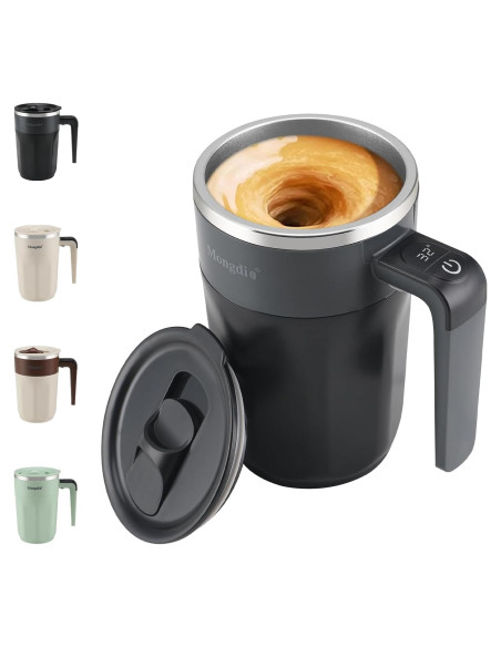 Taza de café auto mezcladora Mongdio 400ml con pantalla de temperatura