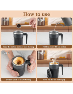 Taza de café auto mezcladora Mongdio 400ml con pantalla de temperatura 2